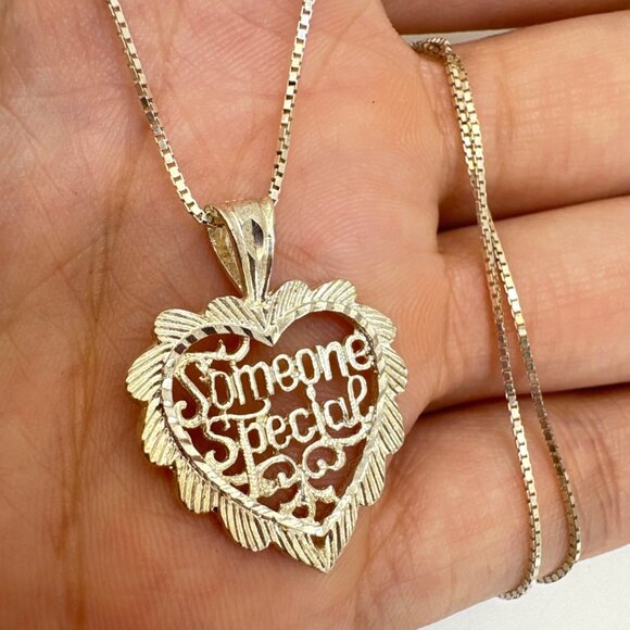 VTG Sterling Silver 925 Someone Special Heart Pendant Necklace Size 17.5" Length - Picture 2 of 13